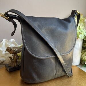 Pre 1994 Coach Vintage Classic Legacy Whitney Flap Crossbody in Black Leather